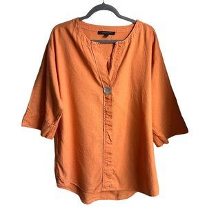 Marc New York Andrew Marc Womens Sz. Large Tunic Top linen blend Orange …